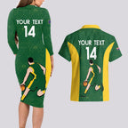 Custom Australia Basketball Couples Matching Long Sleeve Bodycon Dress and Hawaiian Shirt Go Champions Aussie Boomers National Color