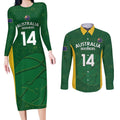 Custom Australia Basketball Couples Matching Long Sleeve Bodycon Dress and Long Sleeve Button Shirt Go Champions Aussie Boomers National Color