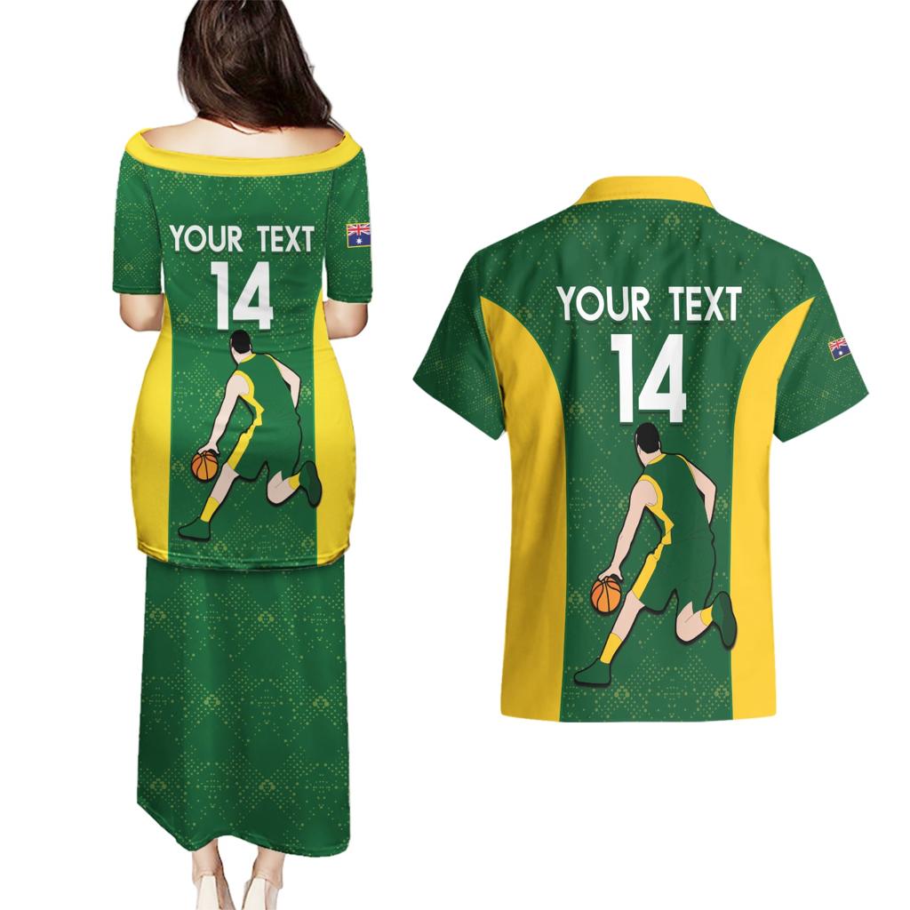 Custom Australia Basketball Couples Matching Puletasi and Hawaiian Shirt Go Champions Aussie Boomers National Color