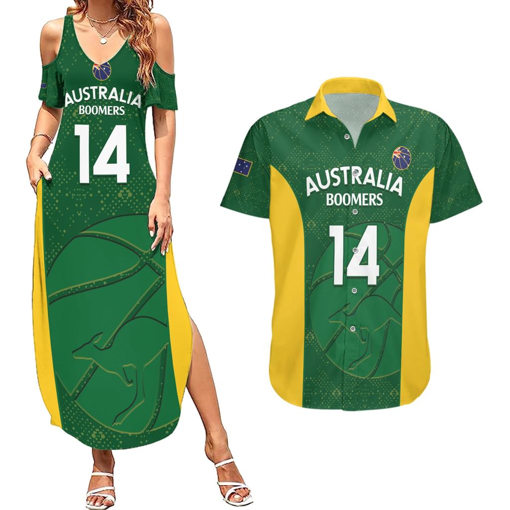 Custom Australia Basketball Couples Matching Summer Maxi Dress and Hawaiian Shirt Go Champions Aussie Boomers National Color