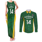 Custom Australia Basketball Couples Matching Tank Maxi Dress and Long Sleeve Button Shirt Go Champions Aussie Boomers National Color