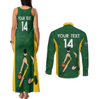 Custom Australia Basketball Couples Matching Tank Maxi Dress and Long Sleeve Button Shirt Go Champions Aussie Boomers National Color