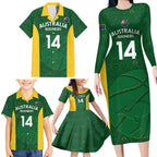 Custom Australia Basketball Family Matching Long Sleeve Bodycon Dress and Hawaiian Shirt Go Champions Aussie Boomers National Color