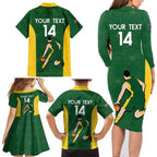 Custom Australia Basketball Family Matching Long Sleeve Bodycon Dress and Hawaiian Shirt Go Champions Aussie Boomers National Color