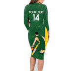 Custom Australia Basketball Family Matching Long Sleeve Bodycon Dress and Hawaiian Shirt Go Champions Aussie Boomers National Color