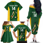 Custom Australia Basketball Family Matching Off The Shoulder Long Sleeve Dress and Hawaiian Shirt Go Champions Aussie Boomers National Color