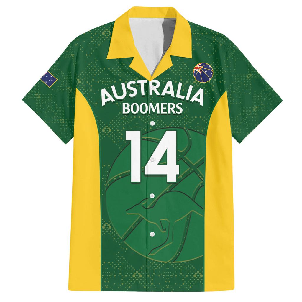Custom Australia Basketball Family Matching Off Shoulder Maxi Dress and Hawaiian Shirt Go Champions Aussie Boomers National Color