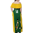 Custom Australia Basketball Family Matching Off Shoulder Maxi Dress and Hawaiian Shirt Go Champions Aussie Boomers National Color