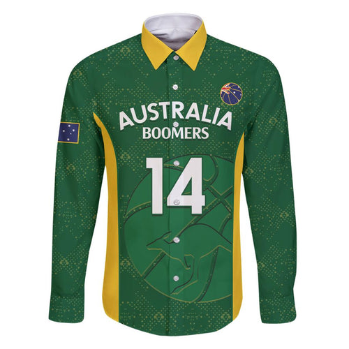Custom Australia Basketball Family Matching Off Shoulder Short Dress and Hawaiian Shirt Go Champions Aussie Boomers National Color
