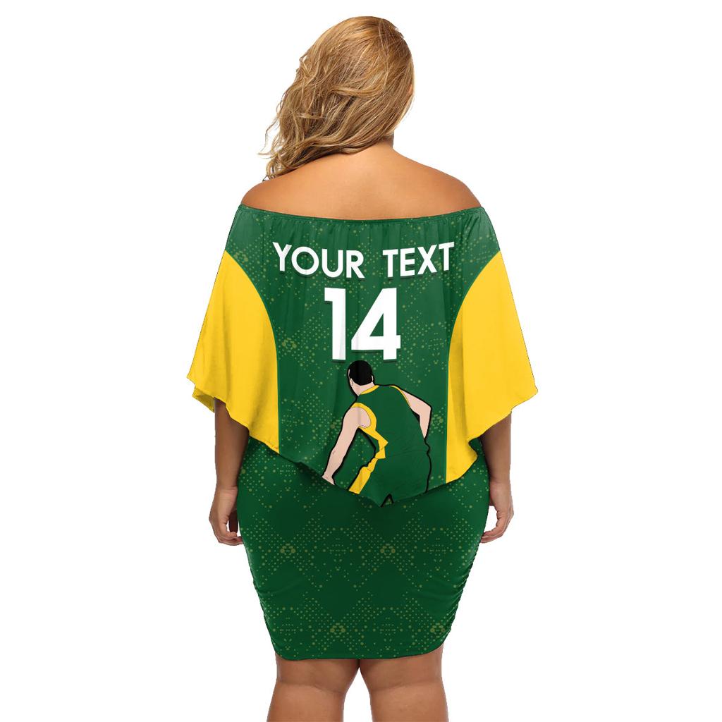Custom Australia Basketball Family Matching Off Shoulder Short Dress and Hawaiian Shirt Go Champions Aussie Boomers National Color