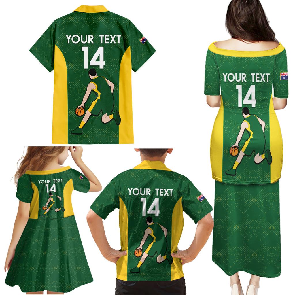 Custom Australia Basketball Family Matching Puletasi and Hawaiian Shirt Go Champions Aussie Boomers National Color