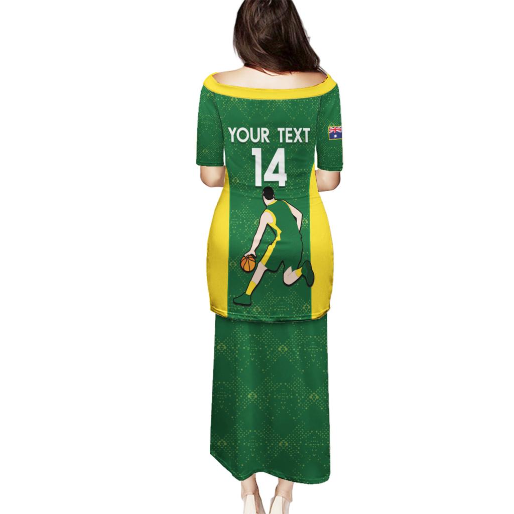 Custom Australia Basketball Family Matching Puletasi and Hawaiian Shirt Go Champions Aussie Boomers National Color