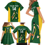 Custom Australia Basketball Family Matching Short Sleeve Bodycon Dress and Hawaiian Shirt Go Champions Aussie Boomers National Color