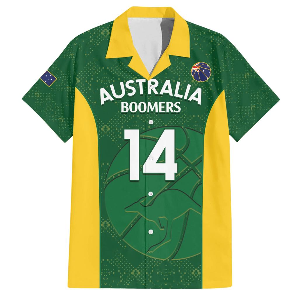 Custom Australia Basketball Family Matching Short Sleeve Bodycon Dress and Hawaiian Shirt Go Champions Aussie Boomers National Color
