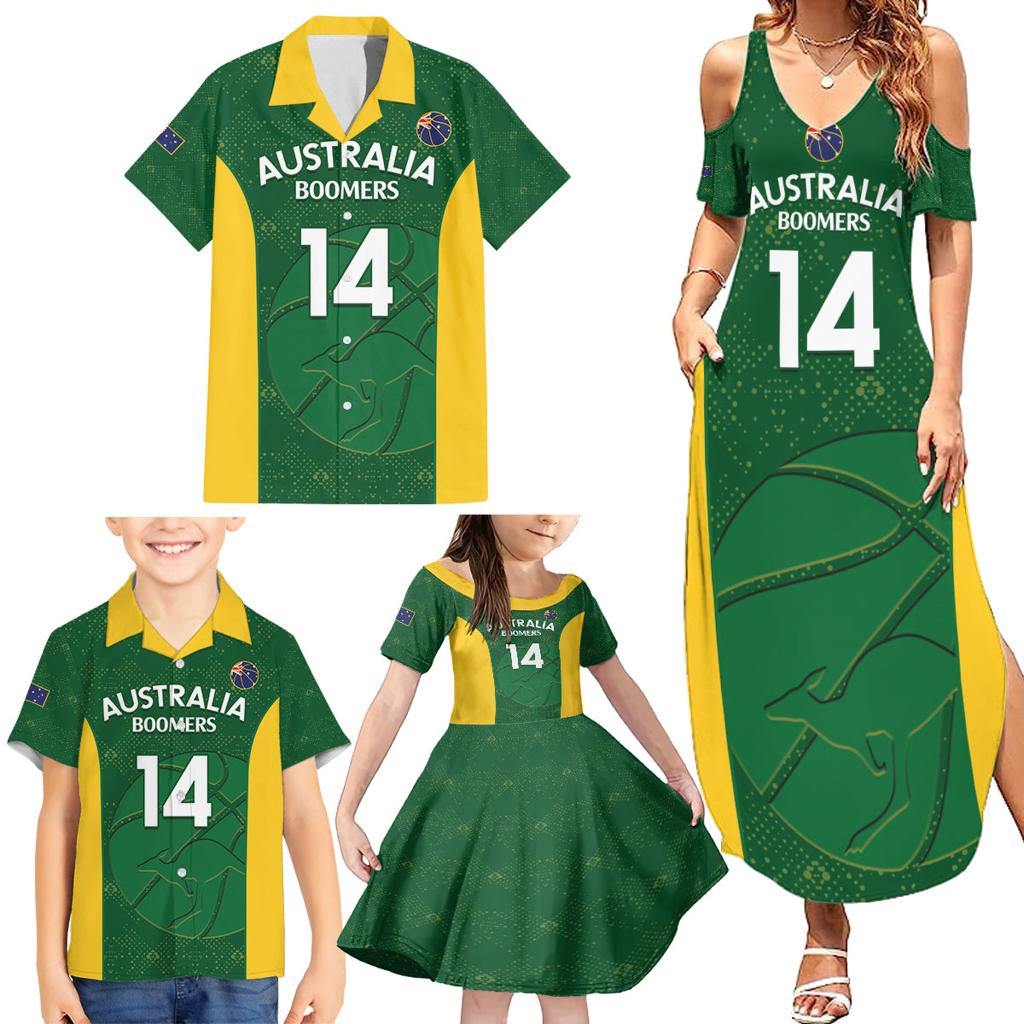 Custom Australia Basketball Family Matching Summer Maxi Dress and Hawaiian Shirt Go Champions Aussie Boomers National Color