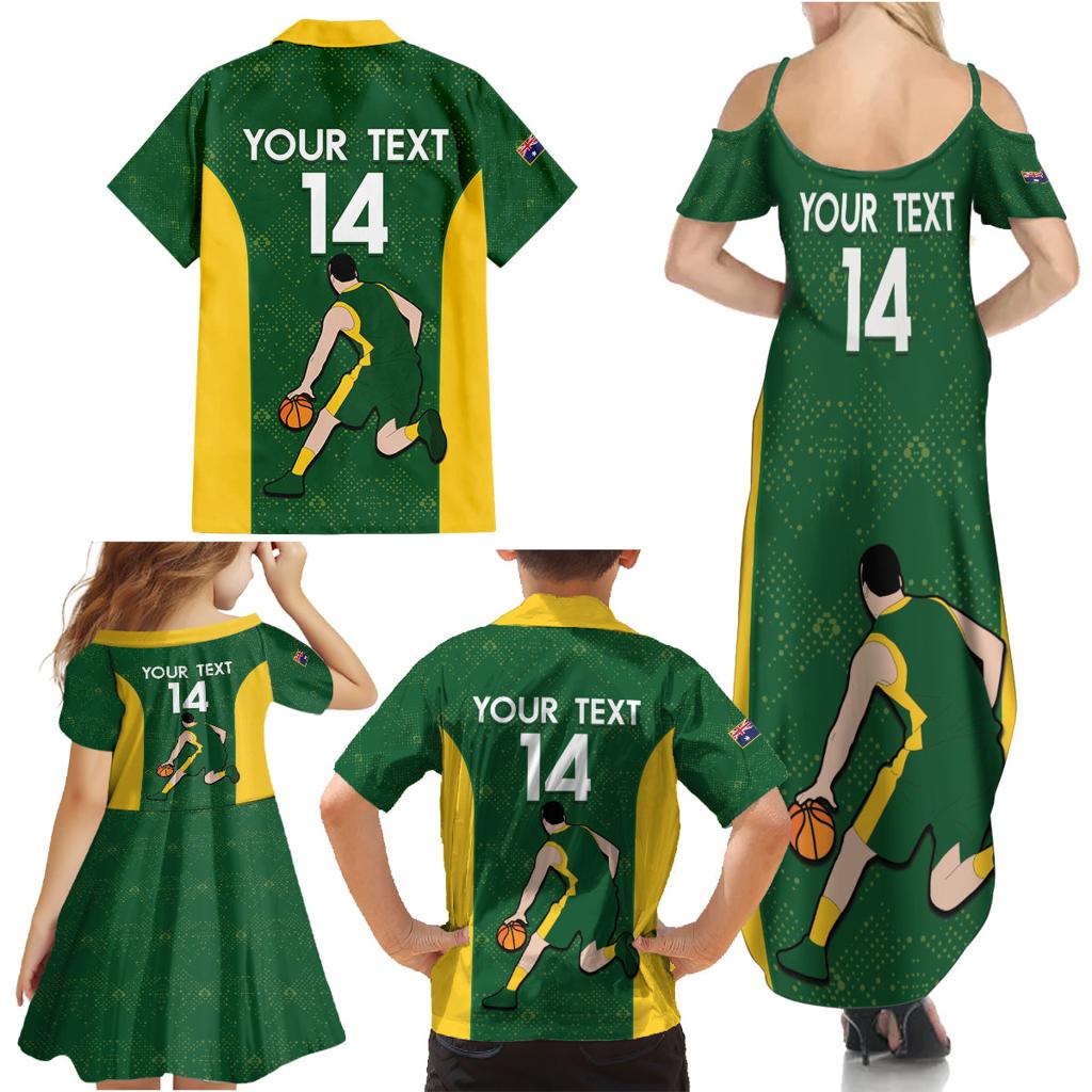 Custom Australia Basketball Family Matching Summer Maxi Dress and Hawaiian Shirt Go Champions Aussie Boomers National Color