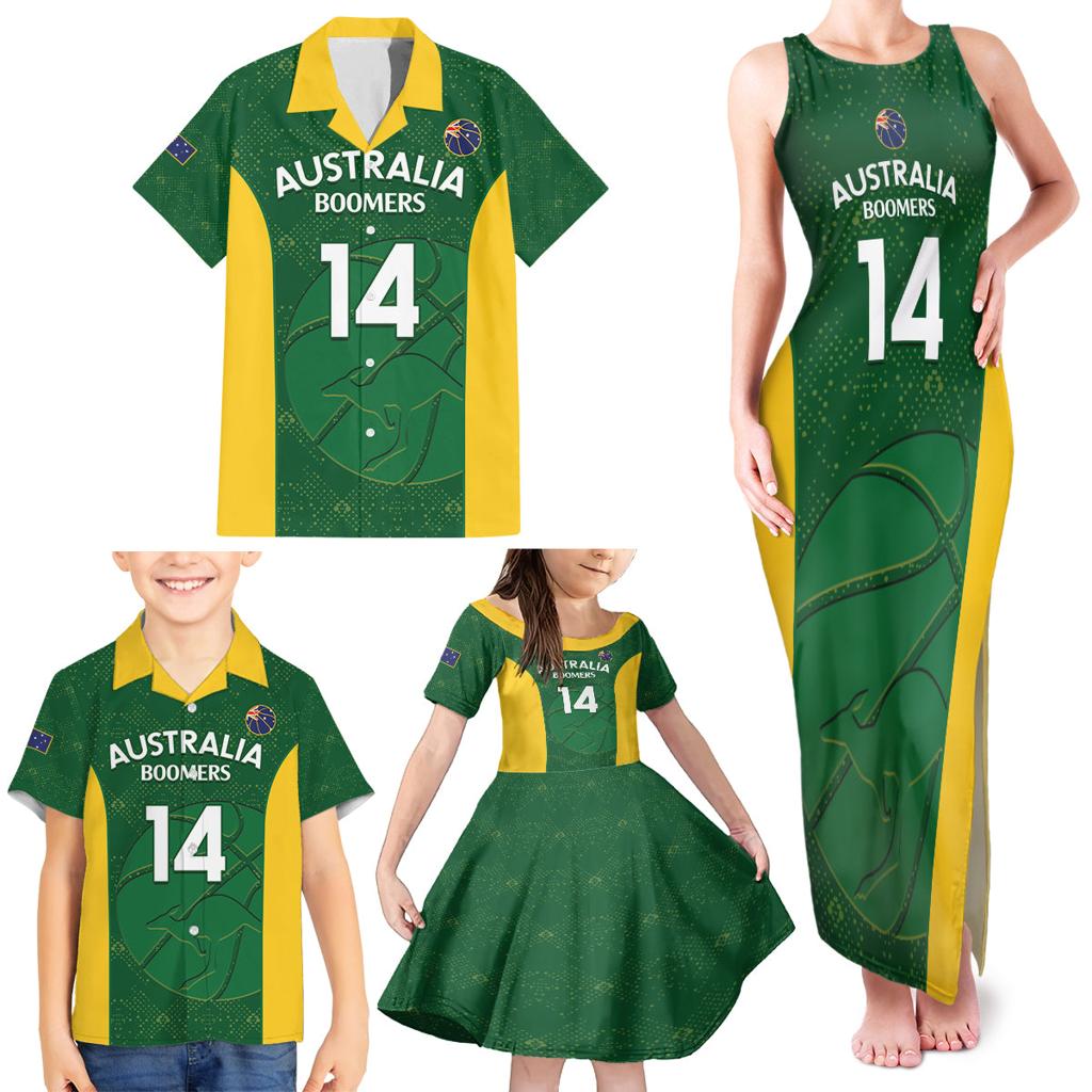 Custom Australia Basketball Family Matching Tank Maxi Dress and Hawaiian Shirt Go Champions Aussie Boomers National Color