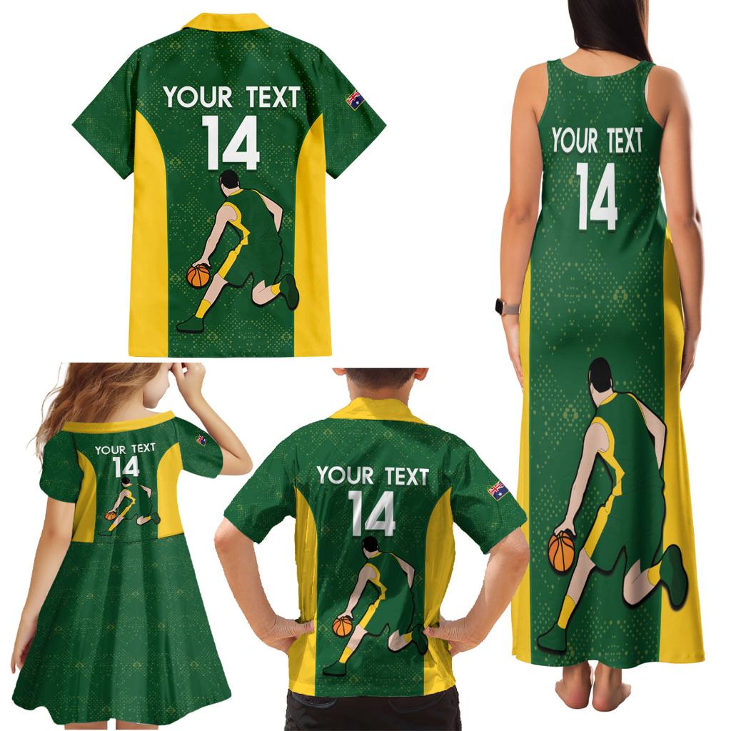 Custom Australia Basketball Family Matching Tank Maxi Dress and Hawaiian Shirt Go Champions Aussie Boomers National Color
