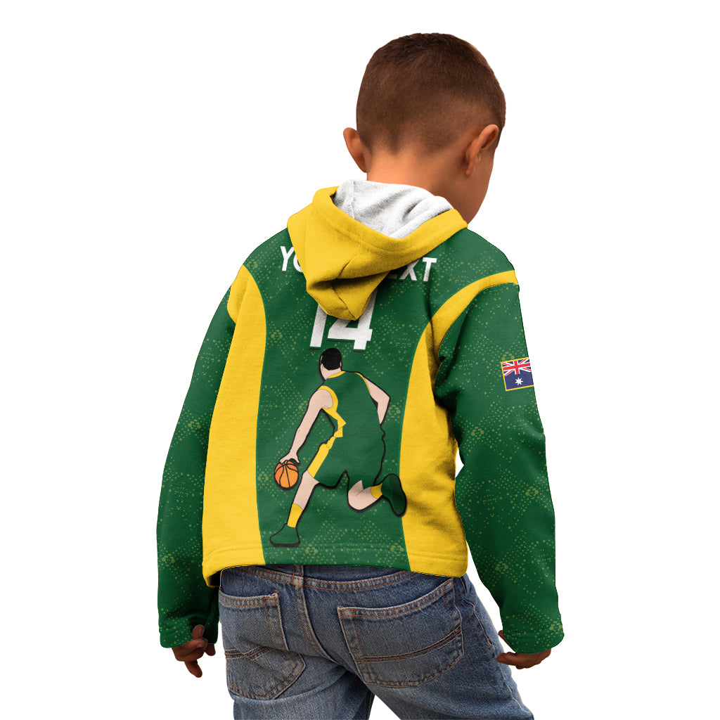 Custom Australia Basketball Kid Hoodie Go Champions Aussie Boomers National Color