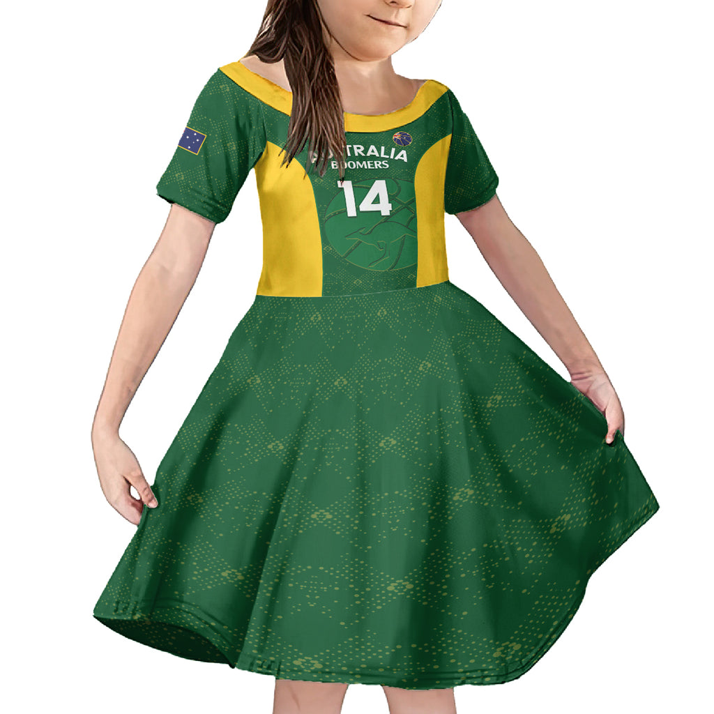 Custom Australia Basketball Kid Short Sleeve Dress Go Champions Aussie Boomers National Color