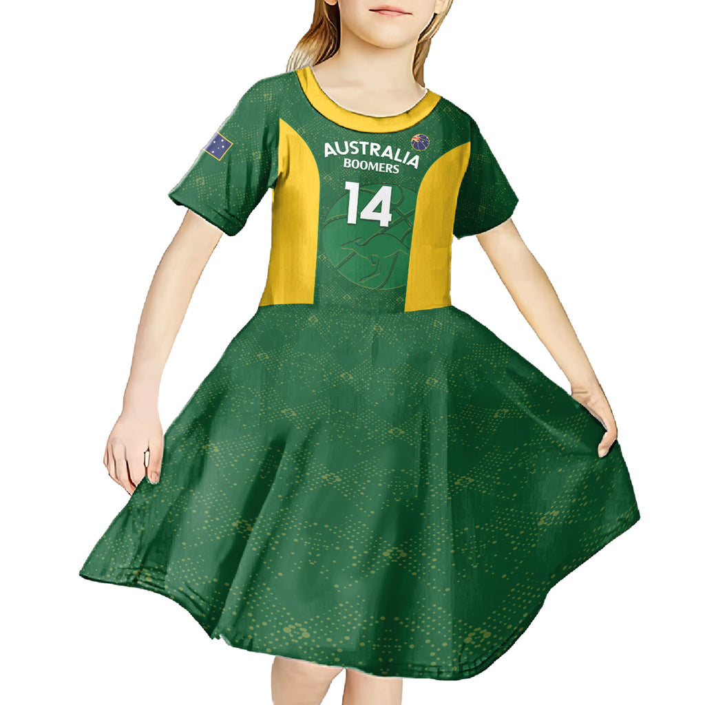 Custom Australia Basketball Kid Short Sleeve Dress Go Champions Aussie Boomers National Color