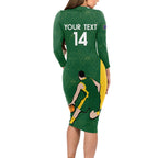 Custom Australia Basketball Long Sleeve Bodycon Dress Go Champions Aussie Boomers National Color