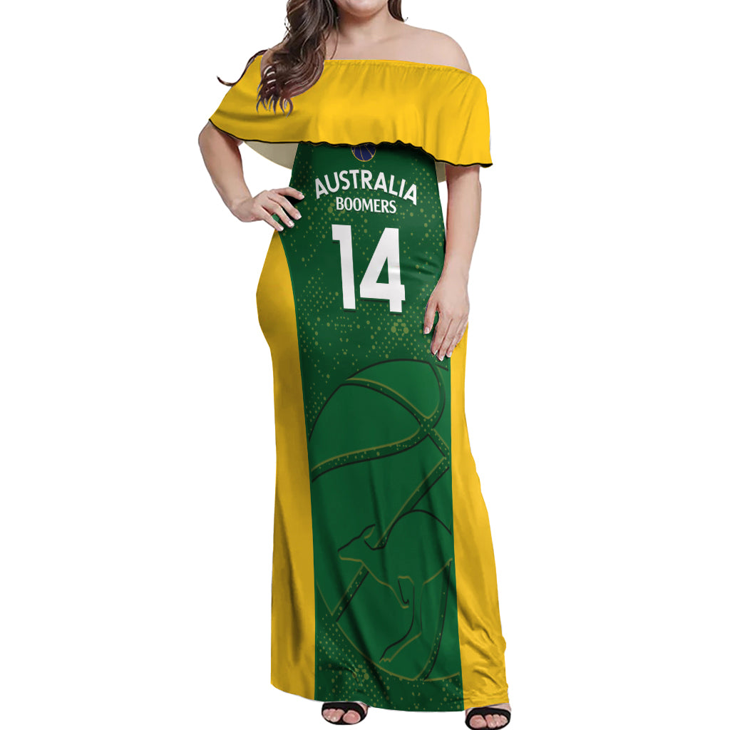 Custom Australia Basketball Off Shoulder Maxi Dress Go Champions Aussie Boomers National Color