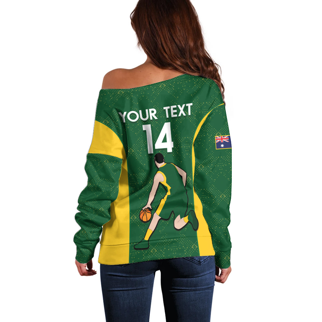 Custom Australia Basketball Off Shoulder Sweater Go Champions Aussie Boomers National Color