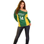 Custom Australia Basketball Off Shoulder Sweater Go Champions Aussie Boomers National Color