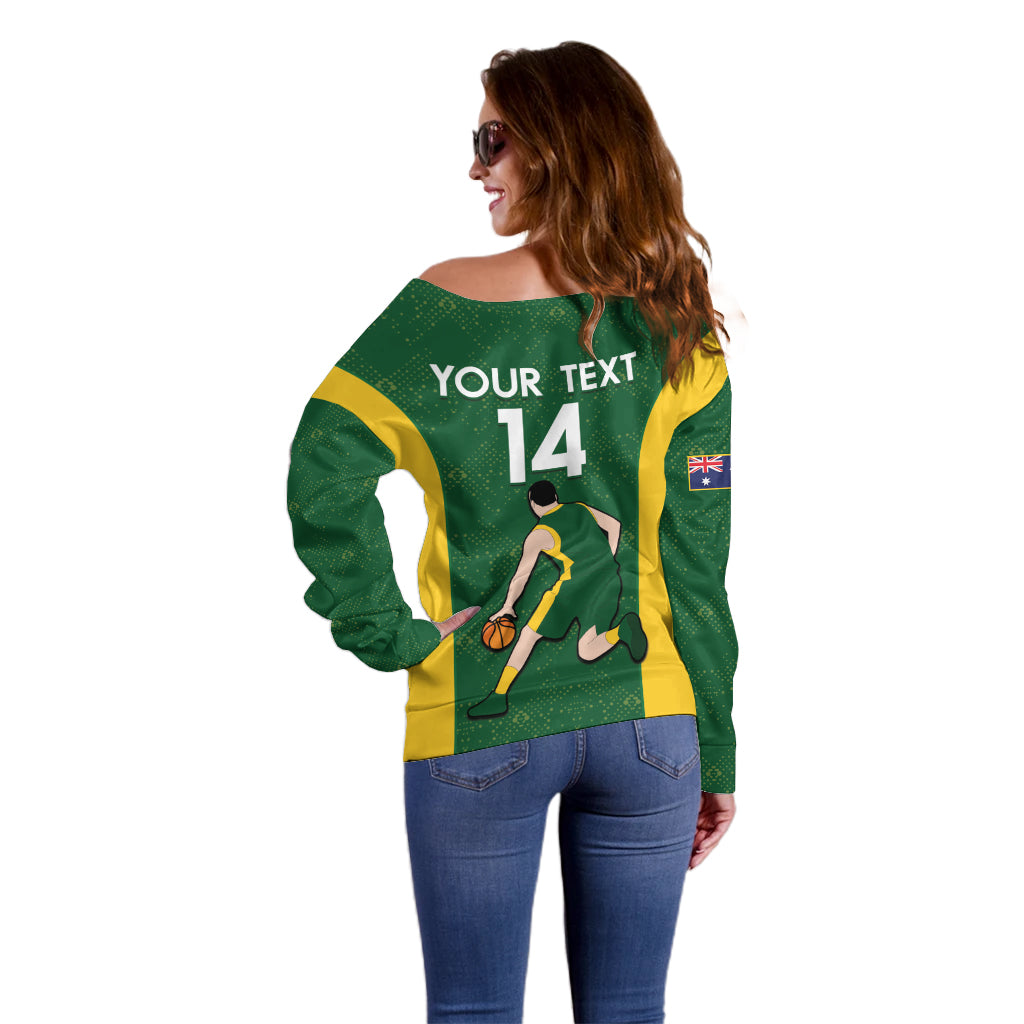 Custom Australia Basketball Off Shoulder Sweater Go Champions Aussie Boomers National Color