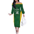 Custom Australia Basketball Off The Shoulder Long Sleeve Dress Go Champions Aussie Boomers National Color