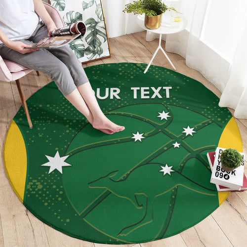 Custom Australia Basketball Round Carpet Go Champions Aussie Boomers National Color
