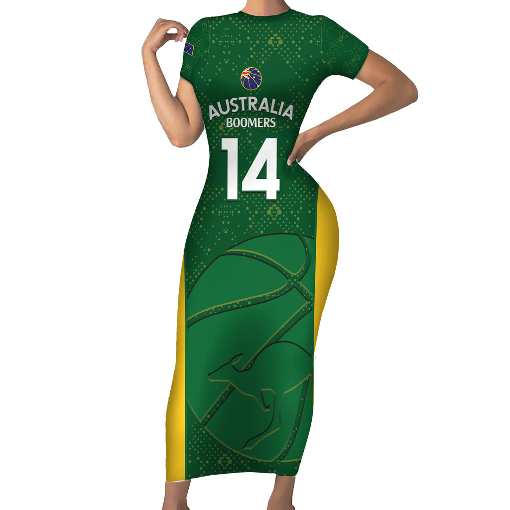 Custom Australia Basketball Short Sleeve Bodycon Dress Go Champions Aussie Boomers National Color