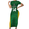 Custom Australia Basketball Short Sleeve Bodycon Dress Go Champions Aussie Boomers National Color