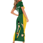 Custom Australia Basketball Short Sleeve Bodycon Dress Go Champions Aussie Boomers National Color