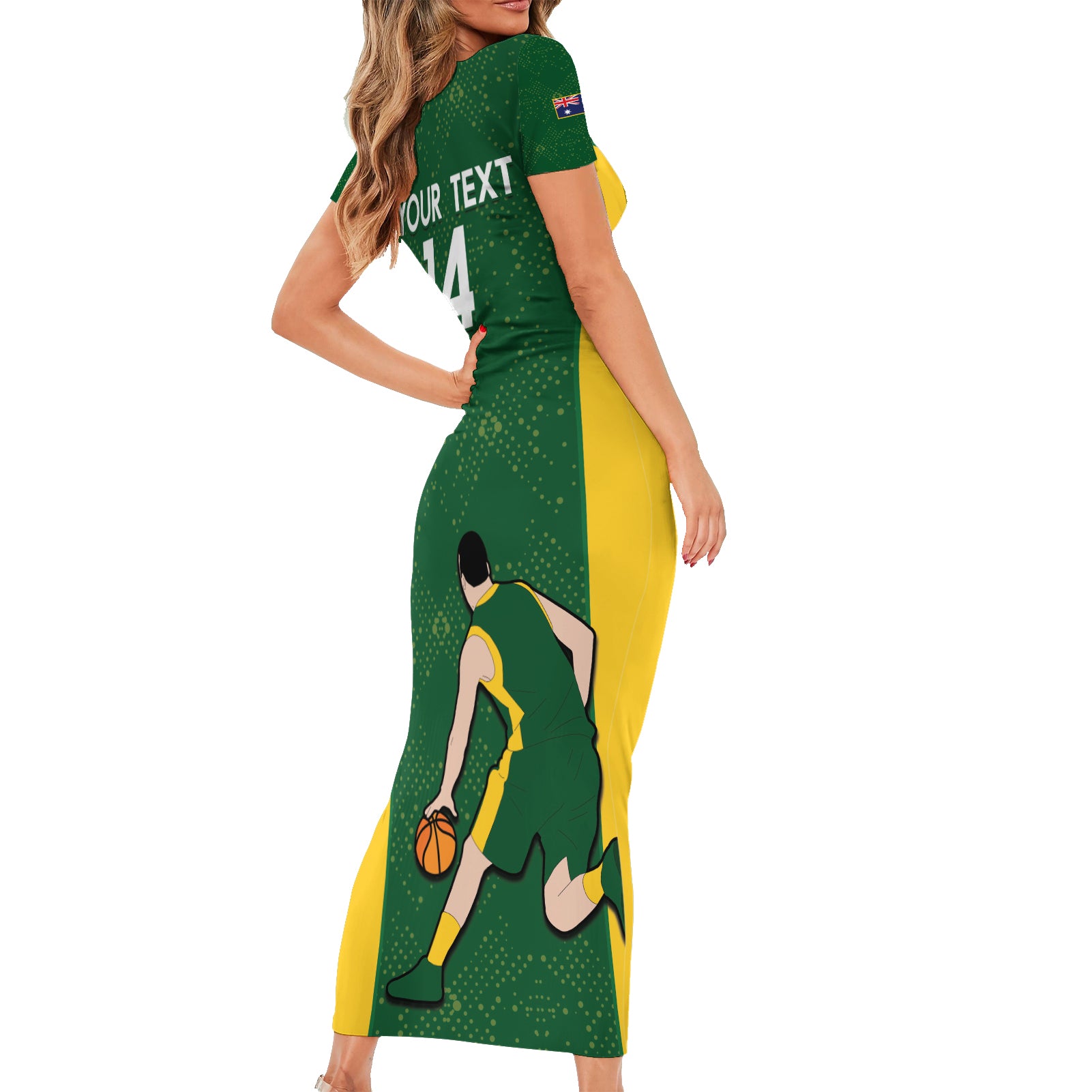 Custom Australia Basketball Short Sleeve Bodycon Dress Go Champions Aussie Boomers National Color
