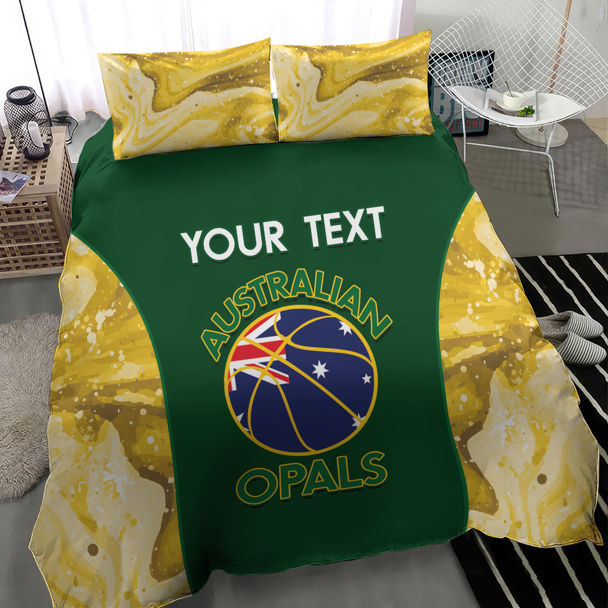 Custom Australia Basketball Bedding Set Go Champions Aussie Opals National Color