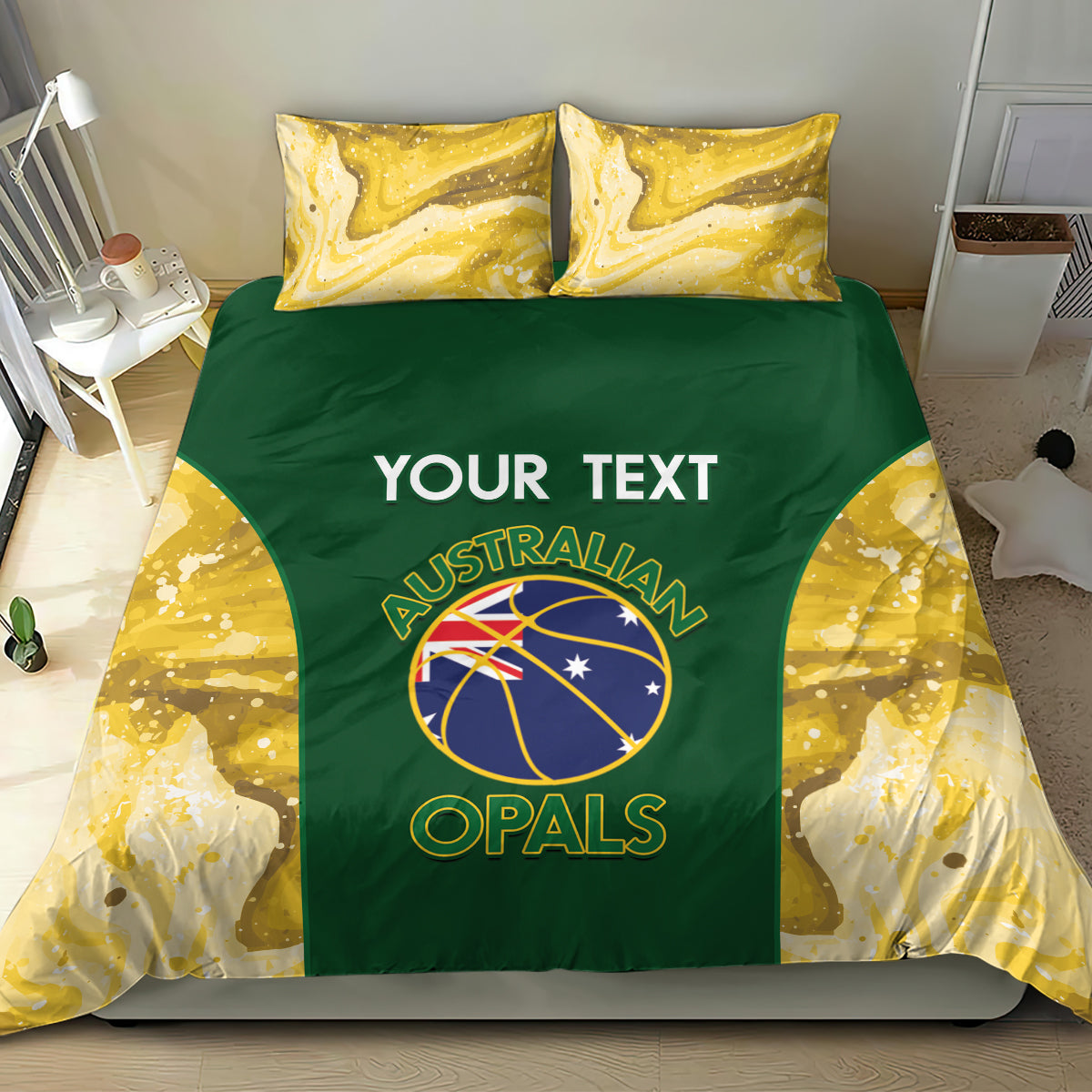 Custom Australia Basketball Bedding Set Go Champions Aussie Opals National Color