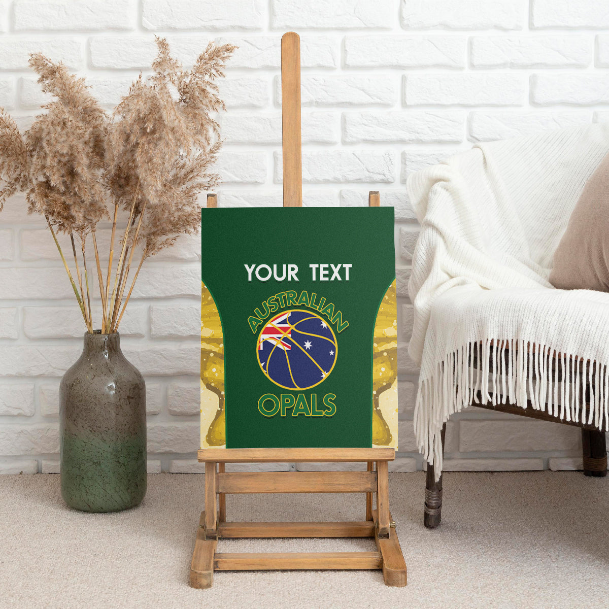 Custom Australia Basketball Canvas Wall Art Go Champions Aussie Opals National Color