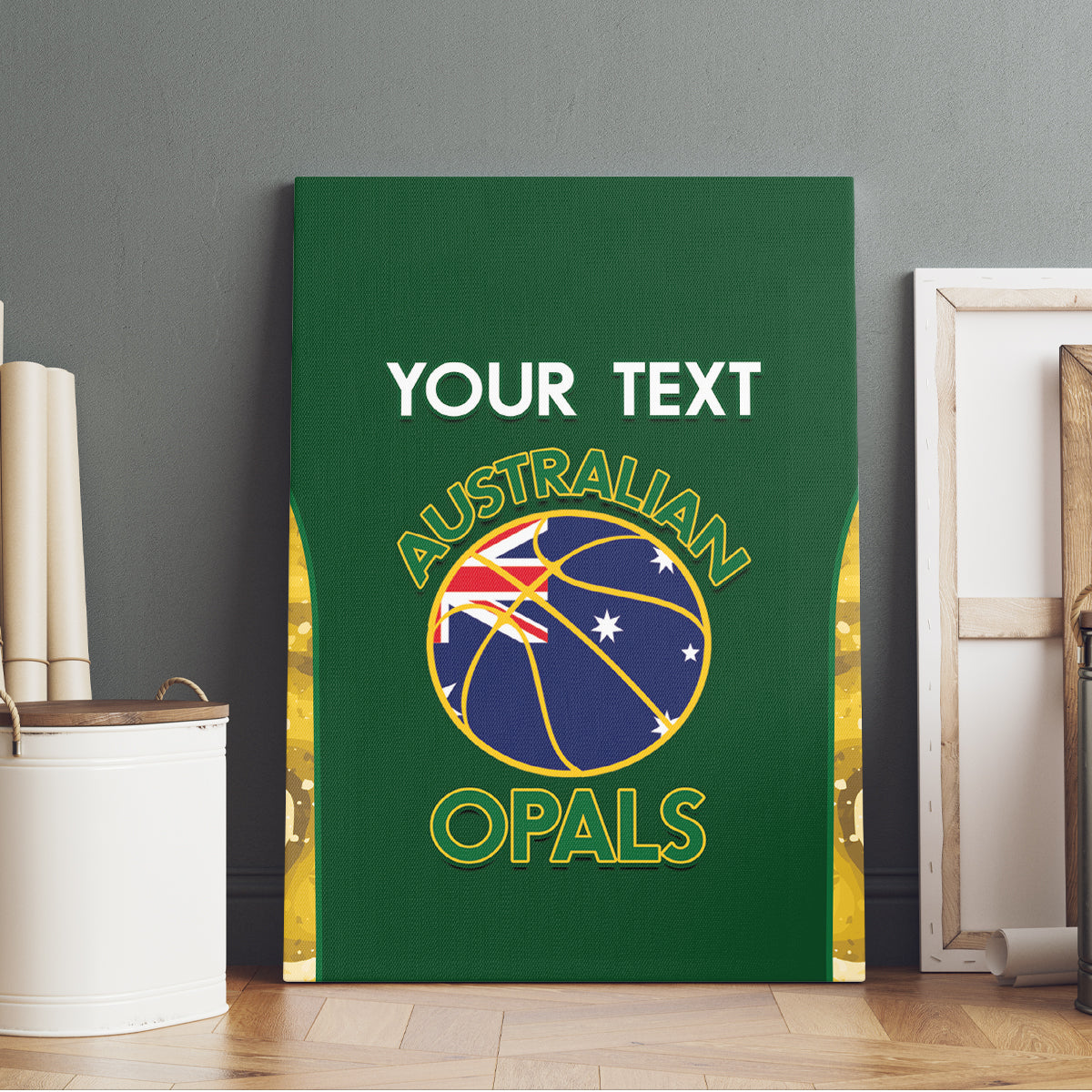 Custom Australia Basketball Canvas Wall Art Go Champions Aussie Opals National Color