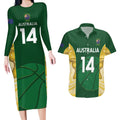 Custom Australia Basketball Couples Matching Long Sleeve Bodycon Dress and Hawaiian Shirt Go Champions Aussie Opals National Color
