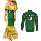 Custom Australia Basketball Couples Matching Mermaid Dress and Long Sleeve Button Shirt Go Champions Aussie Opals National Color