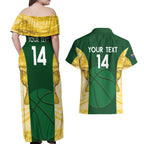 Custom Australia Basketball Couples Matching Off Shoulder Maxi Dress and Hawaiian Shirt Go Champions Aussie Opals National Color