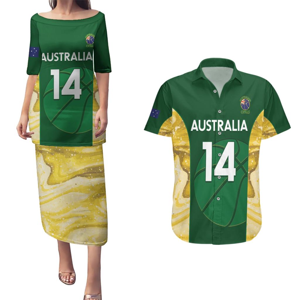 Custom Australia Basketball Couples Matching Puletasi and Hawaiian Shirt Go Champions Aussie Opals National Color