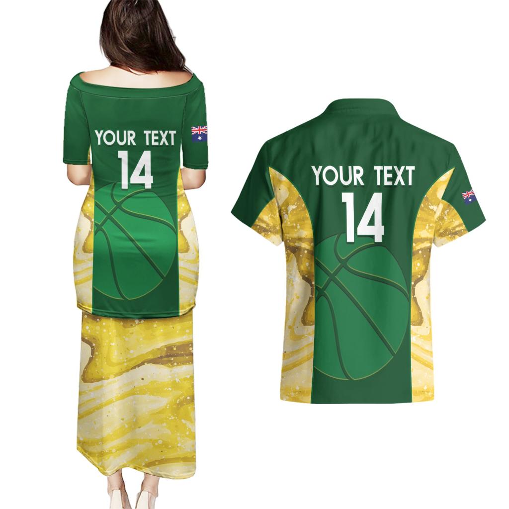 Custom Australia Basketball Couples Matching Puletasi and Hawaiian Shirt Go Champions Aussie Opals National Color