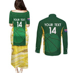 Custom Australia Basketball Couples Matching Puletasi and Long Sleeve Button Shirt Go Champions Aussie Opals National Color