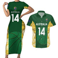 Custom Australia Basketball Couples Matching Short Sleeve Bodycon Dress and Hawaiian Shirt Go Champions Aussie Opals National Color