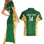Custom Australia Basketball Couples Matching Short Sleeve Bodycon Dress and Hawaiian Shirt Go Champions Aussie Opals National Color