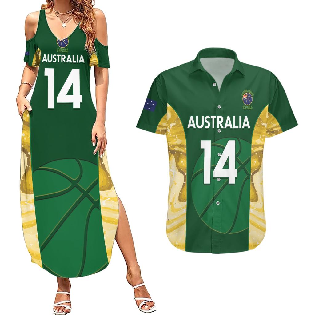 Custom Australia Basketball Couples Matching Summer Maxi Dress and Hawaiian Shirt Go Champions Aussie Opals National Color