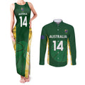 Custom Australia Basketball Couples Matching Tank Maxi Dress and Long Sleeve Button Shirt Go Champions Aussie Opals National Color